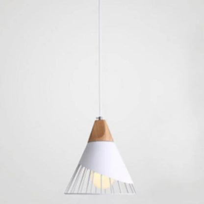 Minimalist Nordic Macaroon Hanging Light with Solid Wood Shade for Bedroom