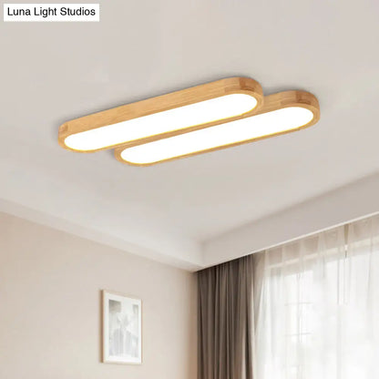 DecorBites™ DecorBites™ Minimalist Oblong LED Flush Mounted Ceiling Light in Warm/White for Wood Living Room, Length Options: 25.5"/35.5"/47