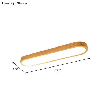 DecorBites™ DecorBites™ Minimalist Oblong LED Flush Mounted Ceiling Light in Warm/White for Wood Living Room, Length Options: 25.5"/35.5"/47