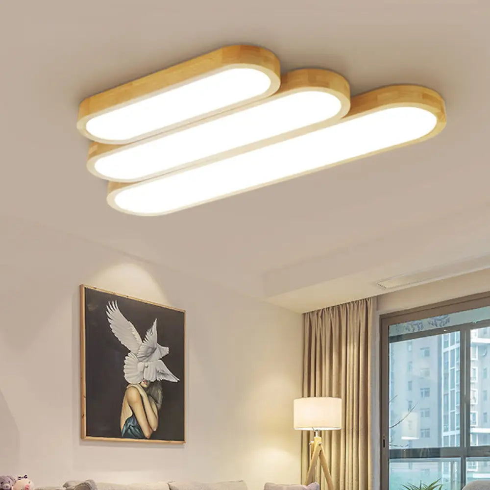 DecorBites™ DecorBites™ Minimalist Oblong LED Flush Mounted Ceiling Light in Warm/White for Wood Living Room, Length Options: 25.5"/35.5"/47