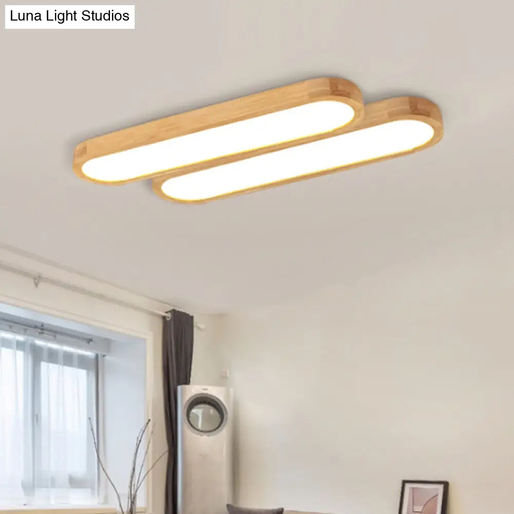 DecorBites™ DecorBites™ Minimalist Oblong LED Flush Mounted Ceiling Light in Warm/White for Wood Living Room, Length Options: 25.5"/35.5"/47