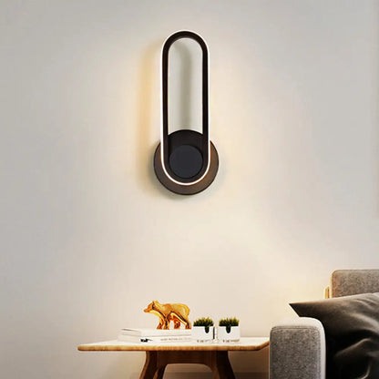 DecorBites™ DecorBites™ Minimalist Oblong-Ring LED Bedside Lamp in Black/White - Acrylic Shade, Warm/White Light