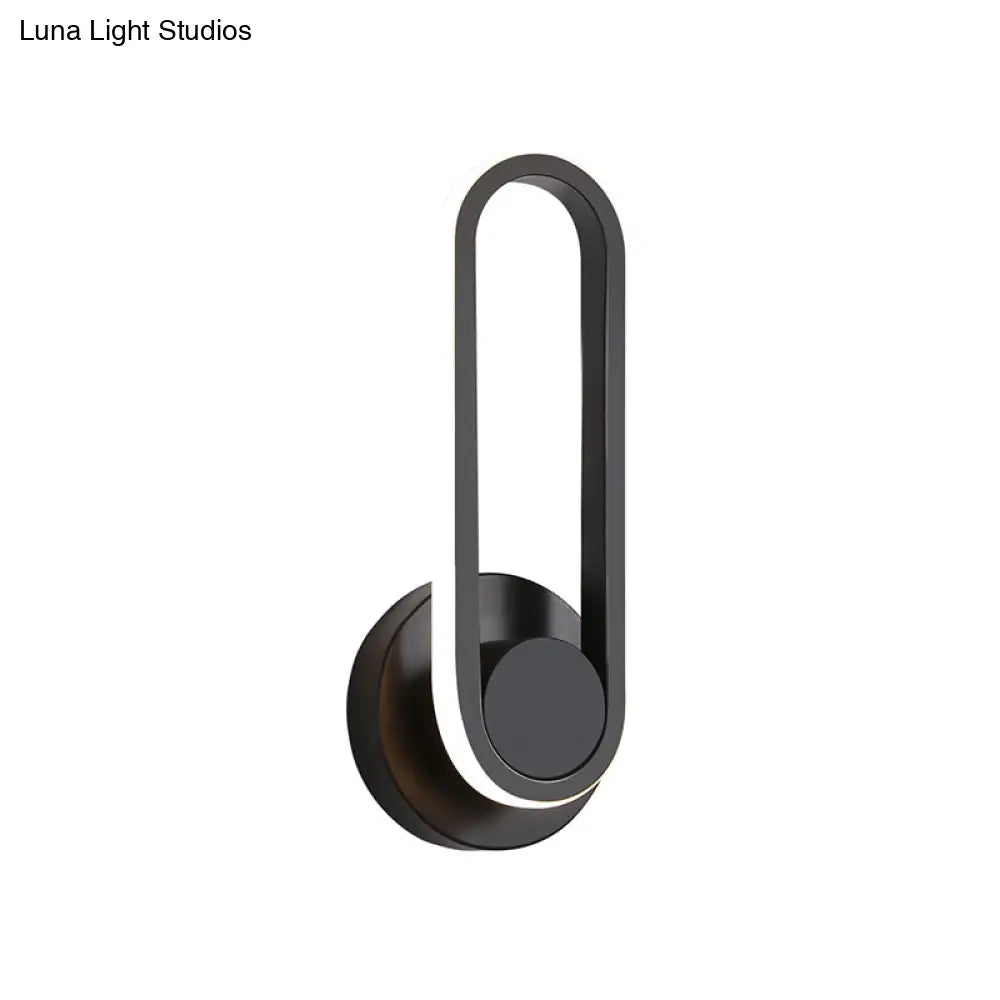 DecorBites™ DecorBites™ Minimalist Oblong-Ring LED Bedside Lamp in Black/White - Acrylic Shade, Warm/White Light