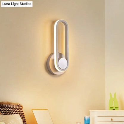 DecorBites™ DecorBites™ Minimalist Oblong-Ring LED Bedside Lamp in Black/White - Acrylic Shade, Warm/White Light