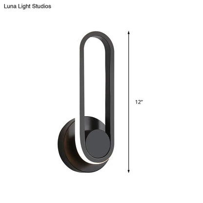 DecorBites™ DecorBites™ Minimalist Oblong-Ring LED Bedside Lamp in Black/White - Acrylic Shade, Warm/White Light