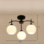 Minimalist Opal Glass Flush Light in Black for Living Room Ceiling