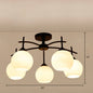 Minimalist Opal Glass Flush Light in Black for Living Room Ceiling