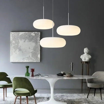 Three oval white frosted glass pendant lamps with soft glow for living room decorbites big ball pendant lamp