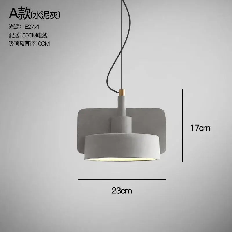 Minimalist pastel cement pendant lamp in concrete gray with a gold-toned accent by decorbites cement pendant lamp