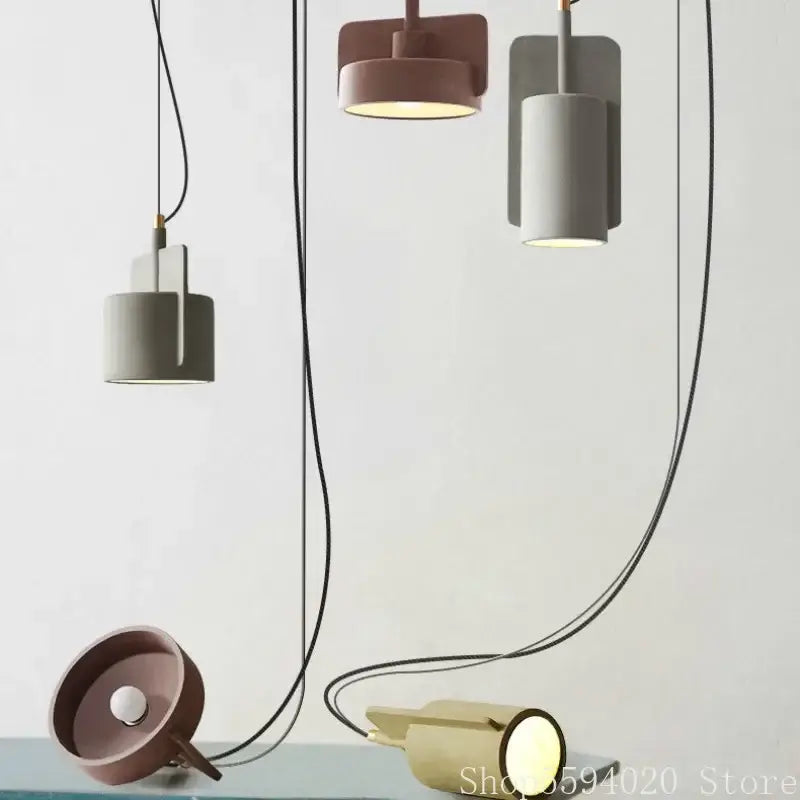 Minimalist pastel cement pendant lamp with matte taupe gray and gold decorbites cement pendant designs for kitchen decor