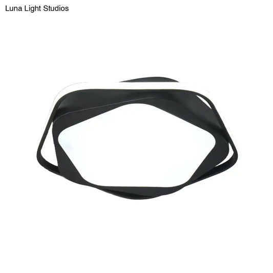 DecorBites™ DecorBites™ Minimalist Pentagonal Flush Mount Lighting Black Acrylic LED Flush Mount Fixture for Bedroom.