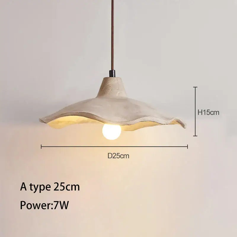 Minimalist beige handcrafted ceramic pendant chandelier with wavy design and warm glow for bedroom decorbites concrete high pendant