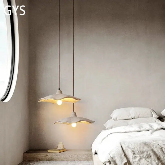 Minimalist petal ceramic pendant chandelier with white soft shades hangs as concrete high pendant decorbites bedroom lighting
