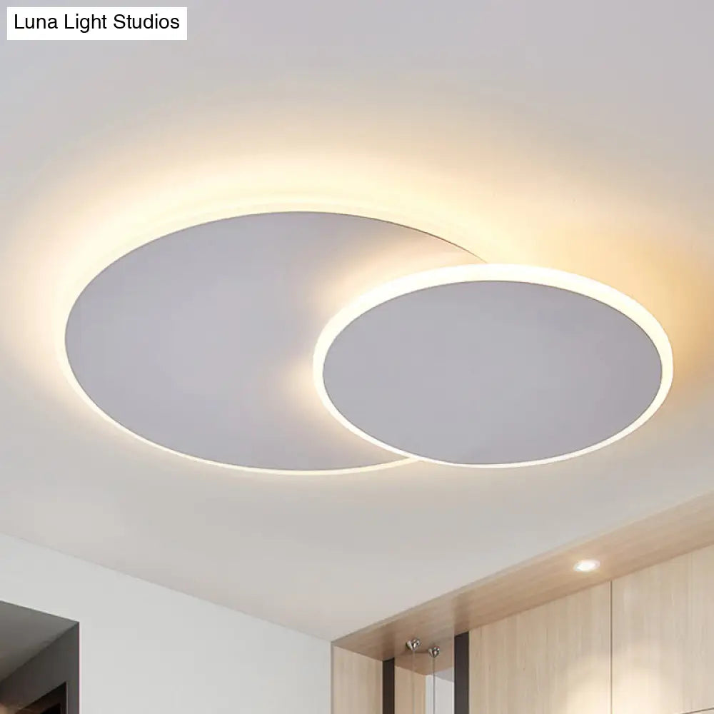 DecorBites™ DecorBites™ Minimalist Round Acrylic LED Flush Mount Ceiling Light - 16"/19.5" Width in White/Coffee Finish, Warm/White Light Options