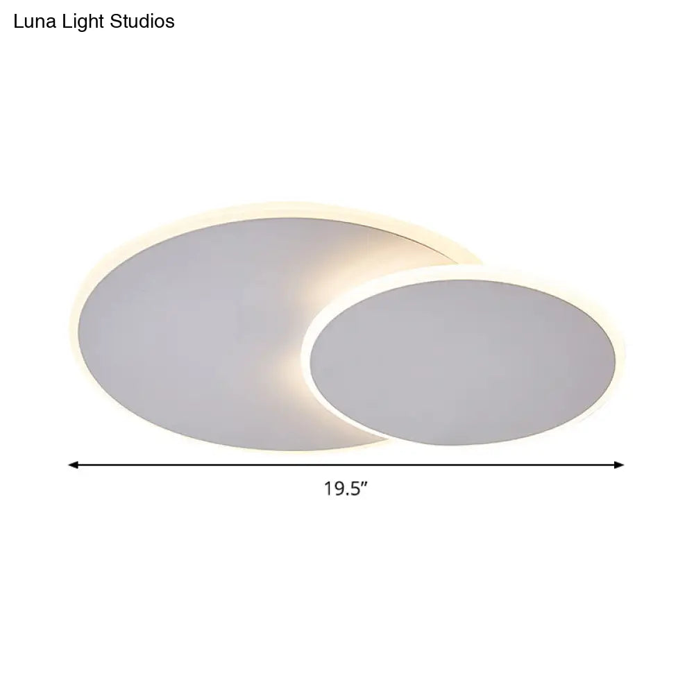 DecorBites™ DecorBites™ Minimalist Round Acrylic LED Flush Mount Ceiling Light - 16"/19.5" Width in White/Coffee Finish, Warm/White Light Options