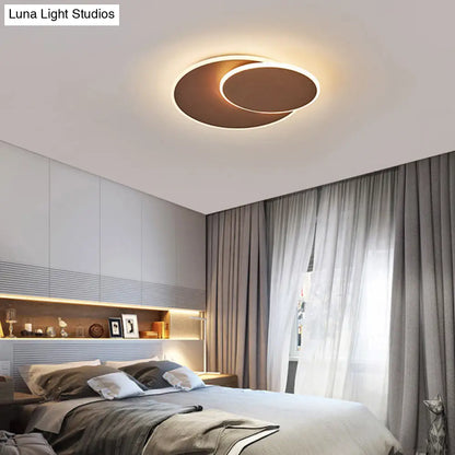 DecorBites™ DecorBites™ Minimalist Round Acrylic LED Flush Mount Ceiling Light - 16"/19.5" Width in White/Coffee Finish, Warm/White Light Options