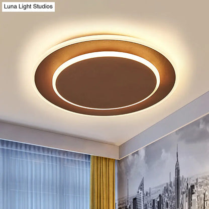 DecorBites™ DecorBites™ Minimalist Round Acrylic LED Flush Mount Ceiling Light - 16"/19.5" Width in White/Coffee Finish, Warm/White Light Options