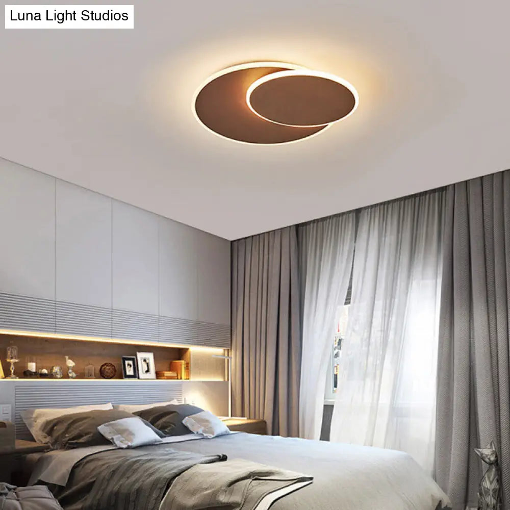 DecorBites™ DecorBites™ Minimalist Round Acrylic LED Flush Mount Ceiling Light - 16"/19.5" Width in White/Coffee Finish, Warm/White Light Options