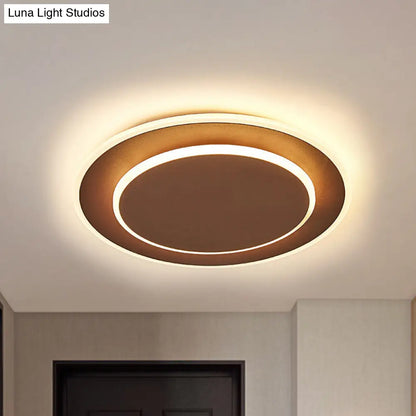 DecorBites™ DecorBites™ Minimalist Round Acrylic LED Flush Mount Ceiling Light - 16"/19.5" Width in White/Coffee Finish, Warm/White Light Options