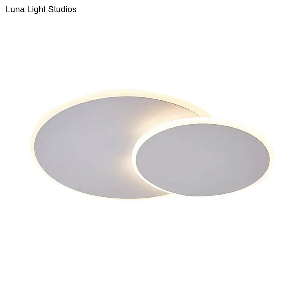 DecorBites™ DecorBites™ Minimalist Round Acrylic LED Flush Mount Ceiling Light - 16"/19.5" Width in White/Coffee Finish, Warm/White Light Options