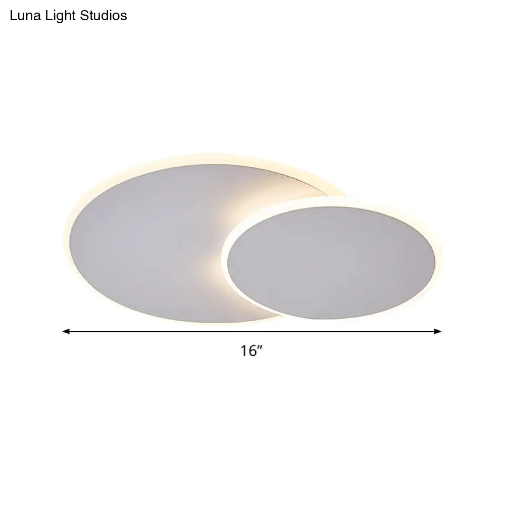 DecorBites™ DecorBites™ Minimalist Round Acrylic LED Flush Mount Ceiling Light - 16"/19.5" Width in White/Coffee Finish, Warm/White Light Options