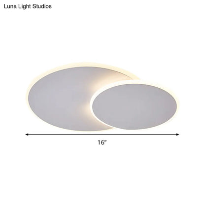 DecorBites™ DecorBites™ Minimalist Round Acrylic LED Flush Mount Ceiling Light - 16"/19.5" Width in White/Coffee Finish, Warm/White Light Options