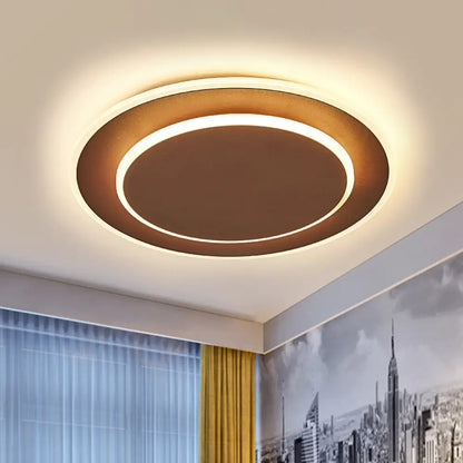 DecorBites™ DecorBites™ Minimalist Round Acrylic LED Flush Mount Ceiling Light - 16"/19.5" Width in White/Coffee Finish, Warm/White Light Options