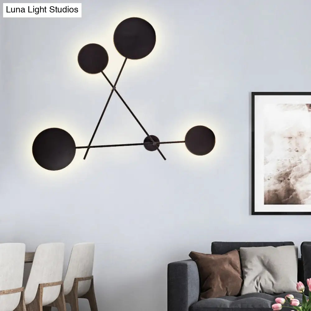 DecorBites™ DecorBites™ Minimalist Round Acrylic LED Wall Light with 4 Warm/White Lights - Black Sconce