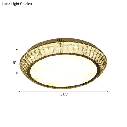 DecorBites™ DecorBites™ Minimalist Round Crystal Flushmount Ceiling Light - Beveled Inlaid Design, LED, 23.5"/31.5" Dia, Chrome