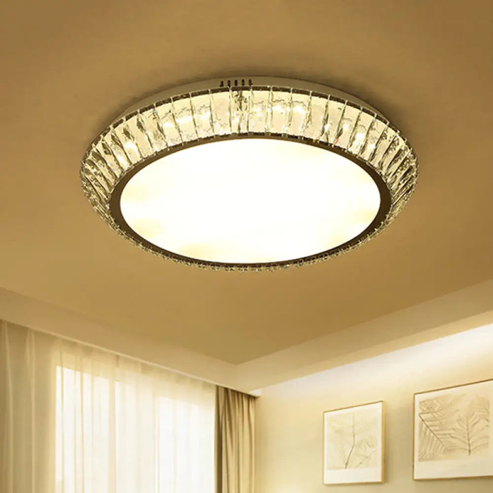 DecorBites™ DecorBites™ Minimalist Round Crystal Flushmount Ceiling Light - Beveled Inlaid Design, LED, 23.5"/31.5" Dia, Chrome