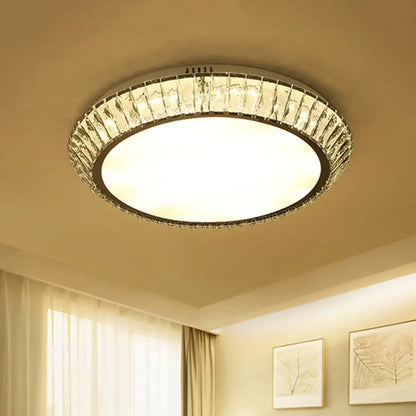 DecorBites™ DecorBites™ Minimalist Round Crystal Flushmount Ceiling Light - Beveled Inlaid Design, LED, 23.5"/31.5" Dia, Chrome