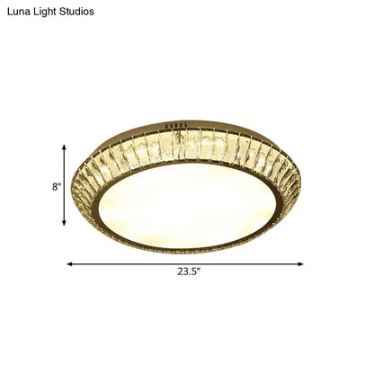 DecorBites™ DecorBites™ Minimalist Round Crystal Flushmount Ceiling Light - Beveled Inlaid Design, LED, 23.5"/31.5" Dia, Chrome