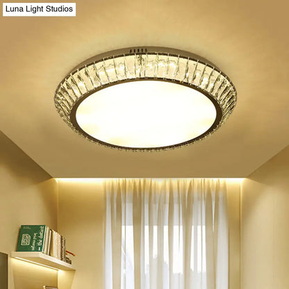 DecorBites™ DecorBites™ Minimalist Round Crystal Flushmount Ceiling Light - Beveled Inlaid Design, LED, 23.5"/31.5" Dia, Chrome