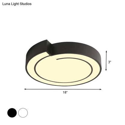 DecorBites™ DecorBites™ Minimalist Round LED Ceiling Flush Mount in Warm/White Light, 18"/21.5" Diameter, White/Black Metal Finish
