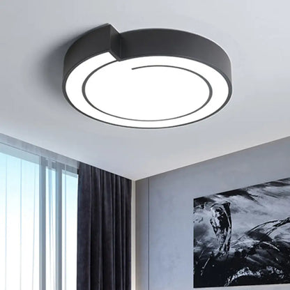 DecorBites™ DecorBites™ Minimalist Round LED Ceiling Flush Mount in Warm/White Light, 18"/21.5" Diameter, White/Black Metal Finish