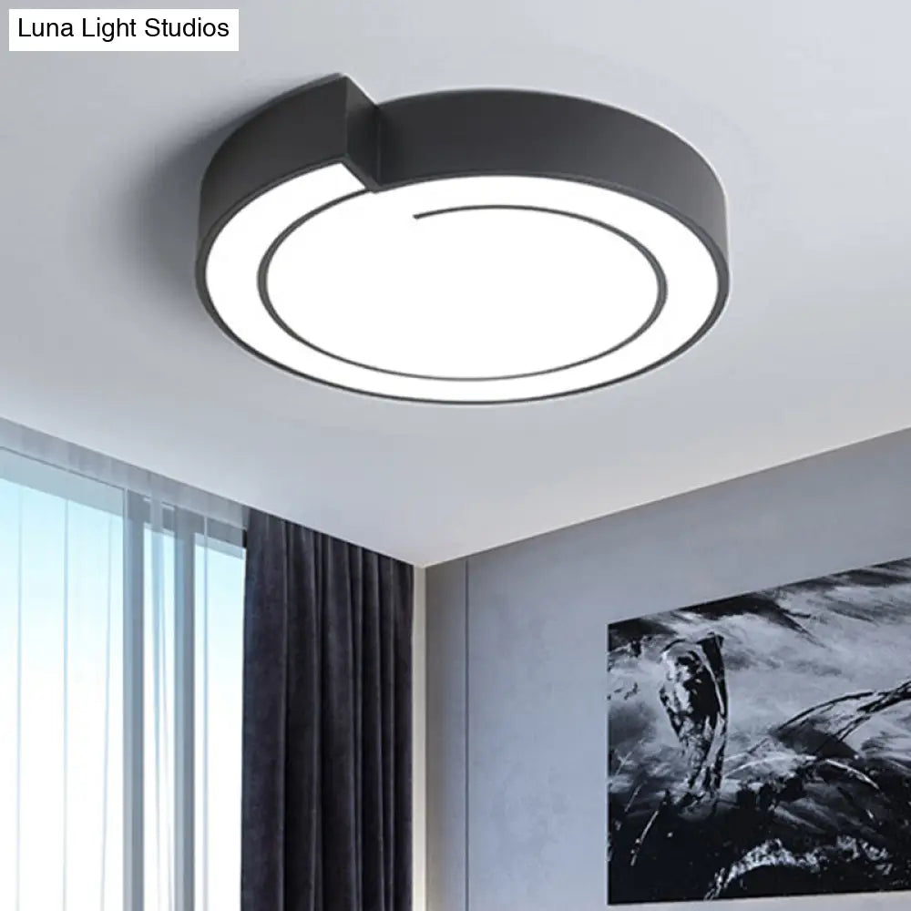 DecorBites™ DecorBites™ Minimalist Round LED Ceiling Flush Mount in Warm/White Light, 18"/21.5" Diameter, White/Black Metal Finish