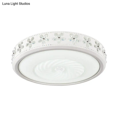 DecorBites™ DecorBites™ Minimalist Round Metal Ceiling Fixture - LED Flush Mount Lamp with Crystal Deco - Warm/White Light - 20.5"/24.5" Wide