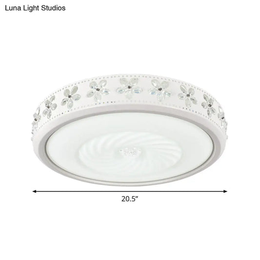 DecorBites™ DecorBites™ Minimalist Round Metal Ceiling Fixture - LED Flush Mount Lamp with Crystal Deco - Warm/White Light - 20.5"/24.5" Wide