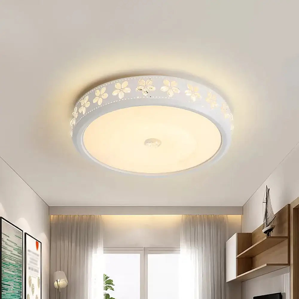 DecorBites™ DecorBites™ Minimalist Round Metal Ceiling Fixture - LED Flush Mount Lamp with Crystal Deco - Warm/White Light - 20.5"/24.5" Wide