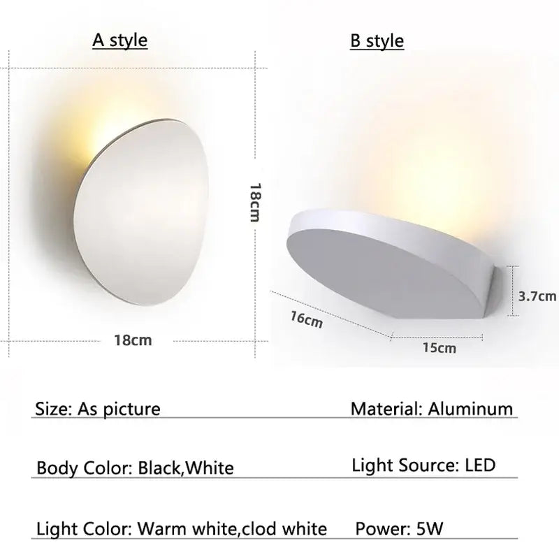 Minimalist silver and black led wall lamp with sleek aluminum body offering warm or cool white led lighting for bedroom