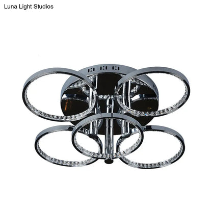 DecorBites™ DecorBites™ Minimalist Silver Circle Crystal LED Semi Flush Mount Light for Living Room - Warm/White Glow