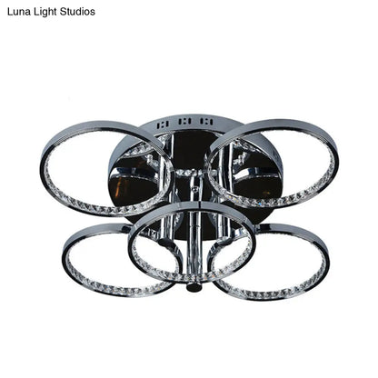 DecorBites™ DecorBites™ Minimalist Silver Circle Crystal LED Semi Flush Mount Light for Living Room - Warm/White Glow