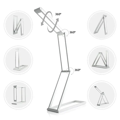 Minimalist silver metallic dimmable led desk lamp with 360-degree rotation for flexible positioning by decorbites dimmable led