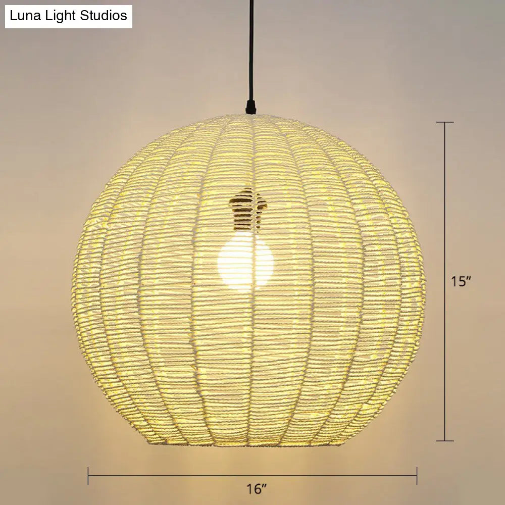 Minimalist Sphere Shaped Rattan Pendant Ceiling Light for Restaurants