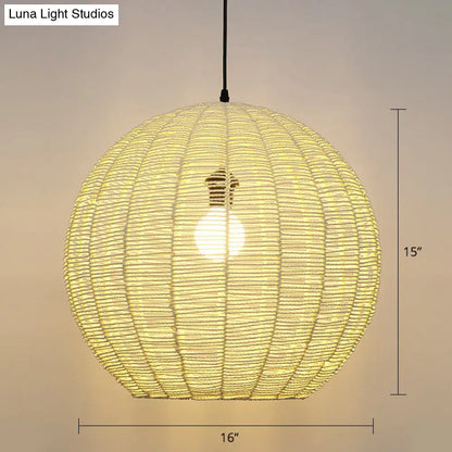 Minimalist Sphere Shaped Rattan Pendant Ceiling Light for Restaurants