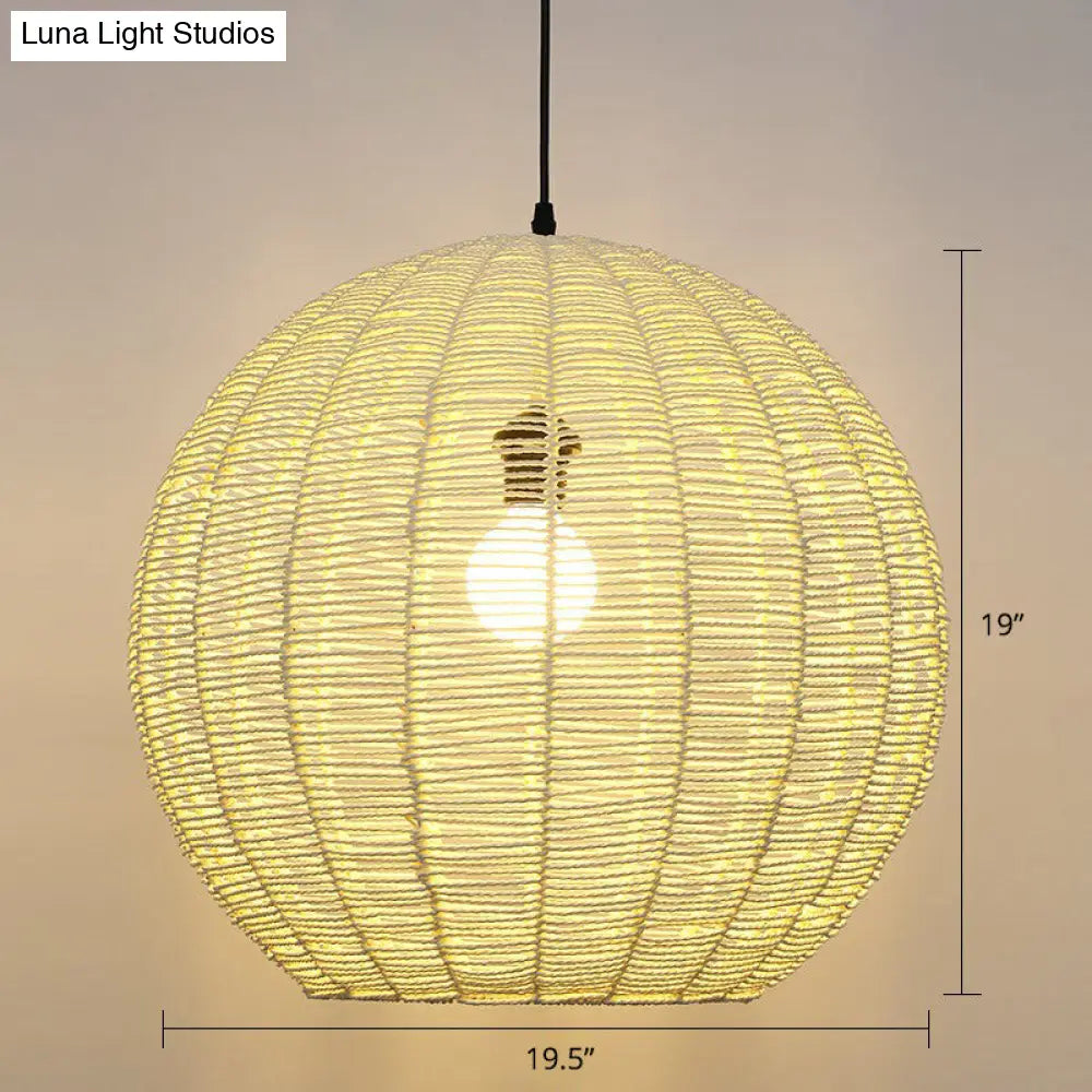 Minimalist Sphere Shaped Rattan Pendant Ceiling Light for Restaurants