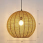 Minimalist Sphere Shaped Rattan Pendant Ceiling Light for Restaurants