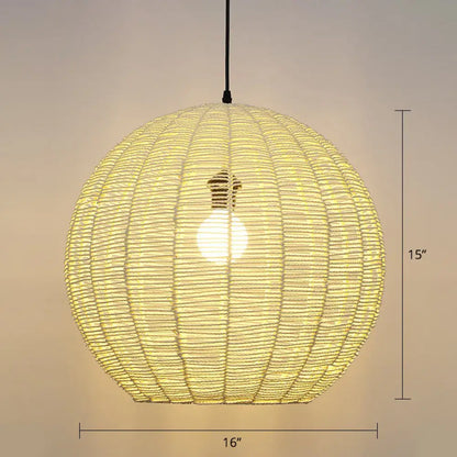 Minimalist Sphere Shaped Rattan Pendant Ceiling Light for Restaurants