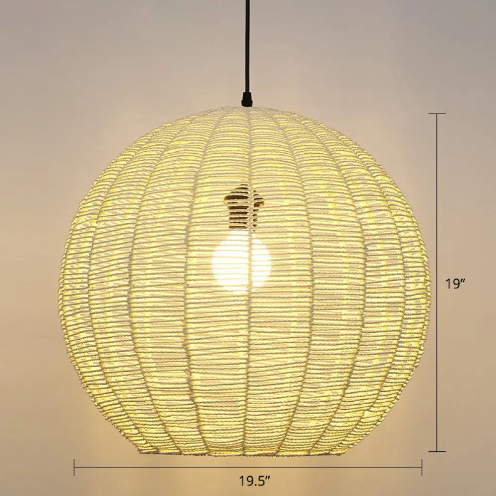 Minimalist Sphere Shaped Rattan Pendant Ceiling Light for Restaurants