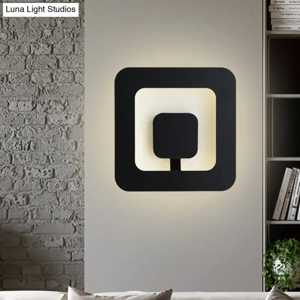 DecorBites™ DecorBites™ Minimalist Square LED Bedroom Wall Sconce - 7"/9" Wide Iron Fixture with Black Finish